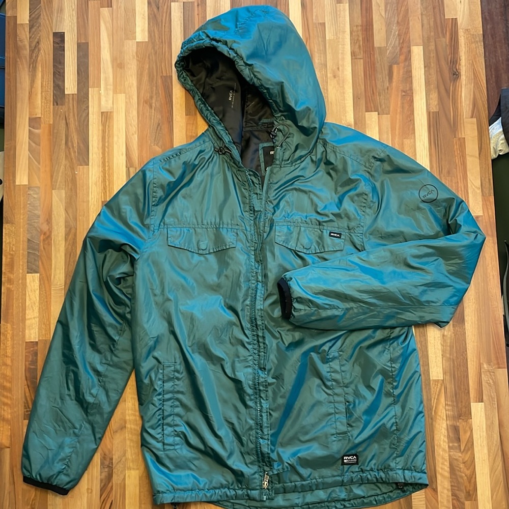 RVCA Teal Hooded Lightweight Jacket